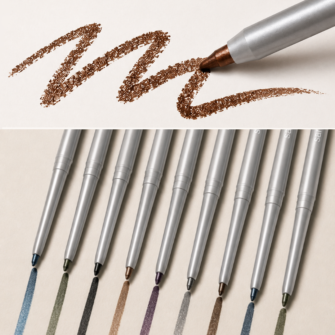 Waterproof Metallic Eyeliner-86 Grey Stone, Waterproof Metallic Eyeliner-85 Blackout, Waterproof Metallic Eyeliner-83 Green Envy, Waterproof Metallic Eyeliner-87 Go Green, Waterproof Metallic Eyeliner-89 Denim, Waterproof Metallic Eyeliner-81 Blue Ice, Waterproof Metallic Eyeliner-88 Honey Drop, Waterproof Metallic Eyeliner-84 Spicy Cinnamon, Waterproof Metallic Eyeliner-80 Purple Space, Waterproof Metallic Eyeliner-82 Red Rebel,